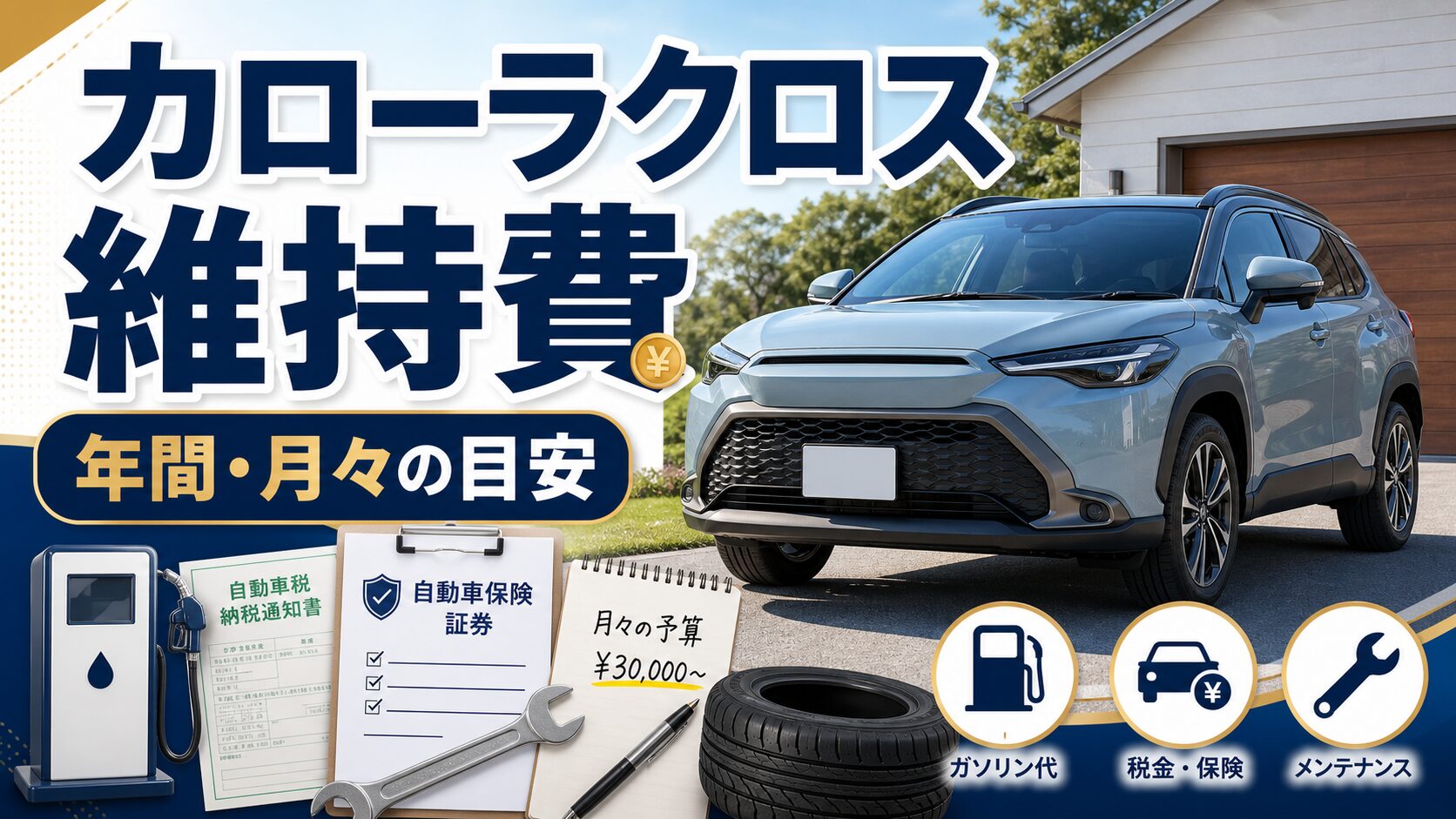 カローラクロスの維持費を解説するアイキャッチ画像