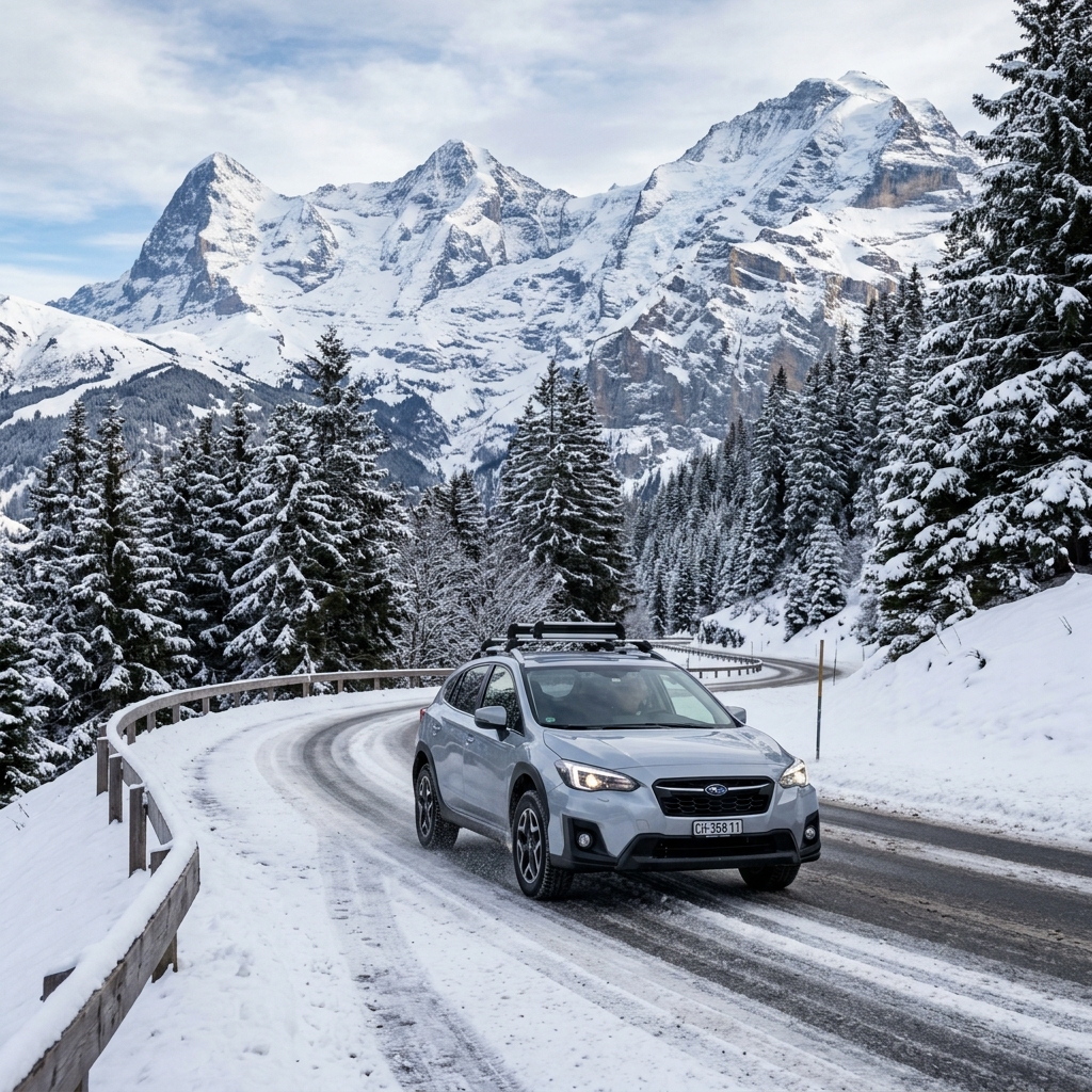 雪道を走行するスバルXV