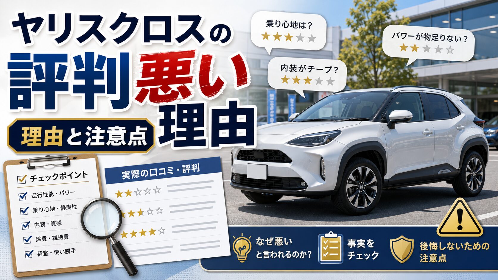 ヤリスクロスの評判が悪い理由を解説するアイキャッチ画像