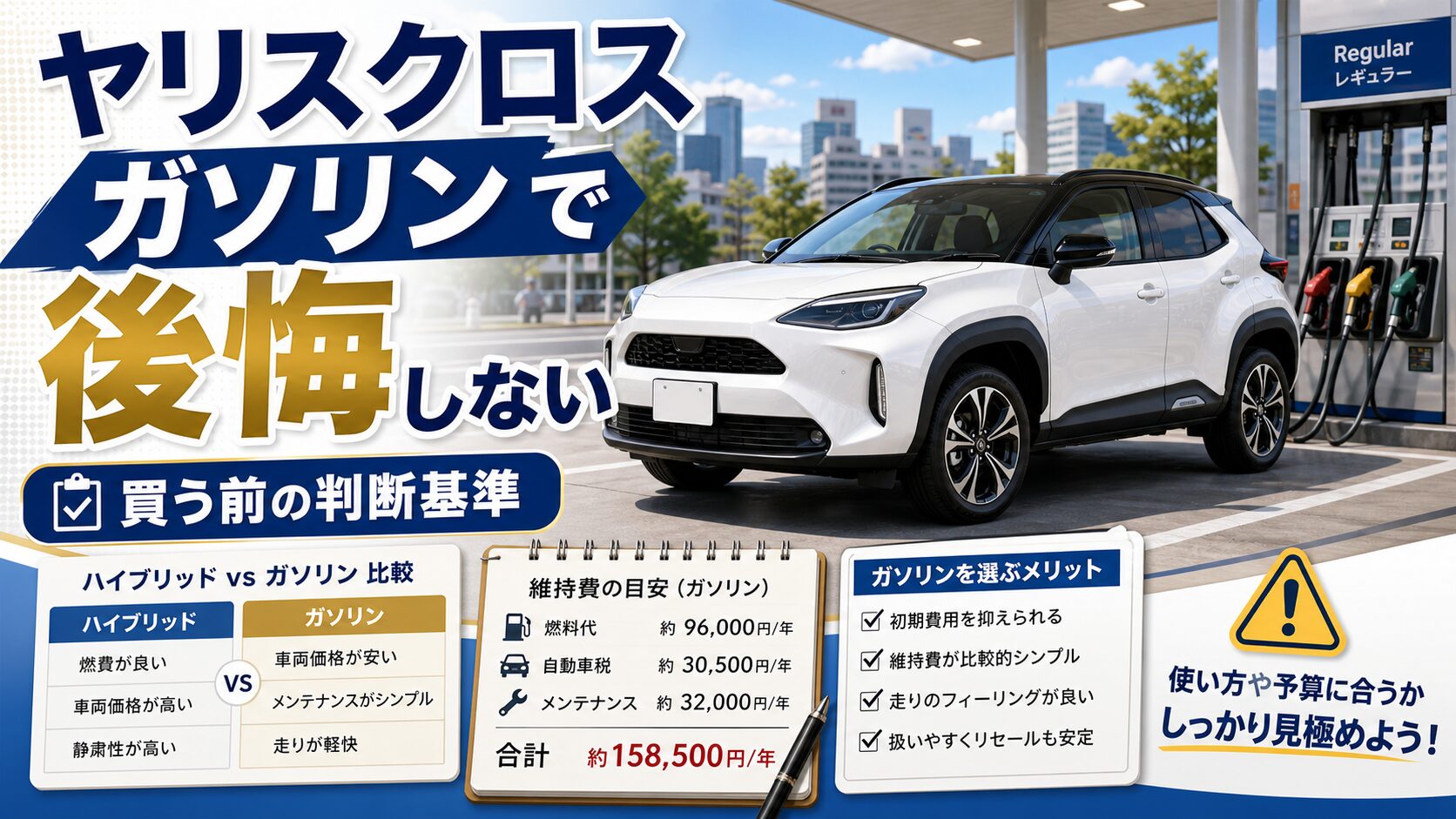 ヤリスクロスガソリンで後悔しない判断基準を解説するアイキャッチ画像