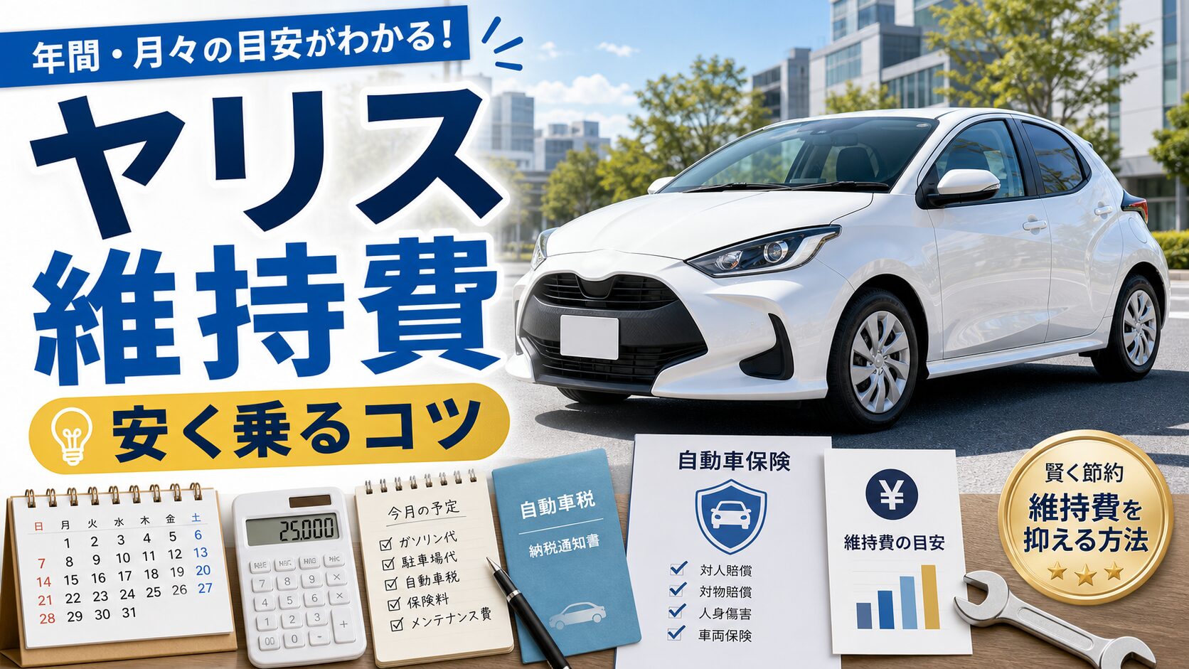 ヤリスの維持費を解説するアイキャッチ画像